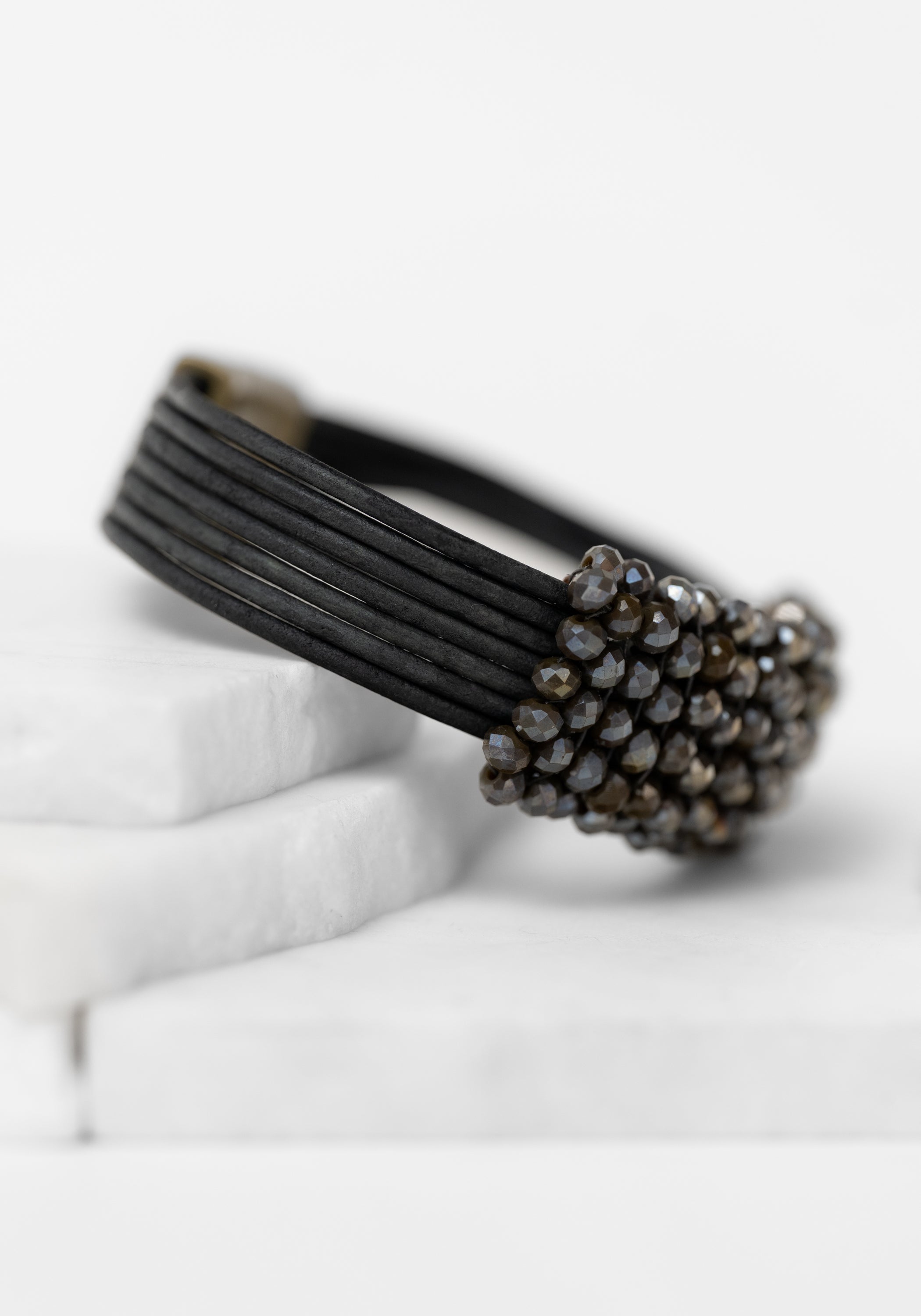 Espresso Crystal Beaded Bracelet