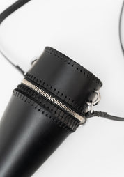 Black Leather Cone Pouch