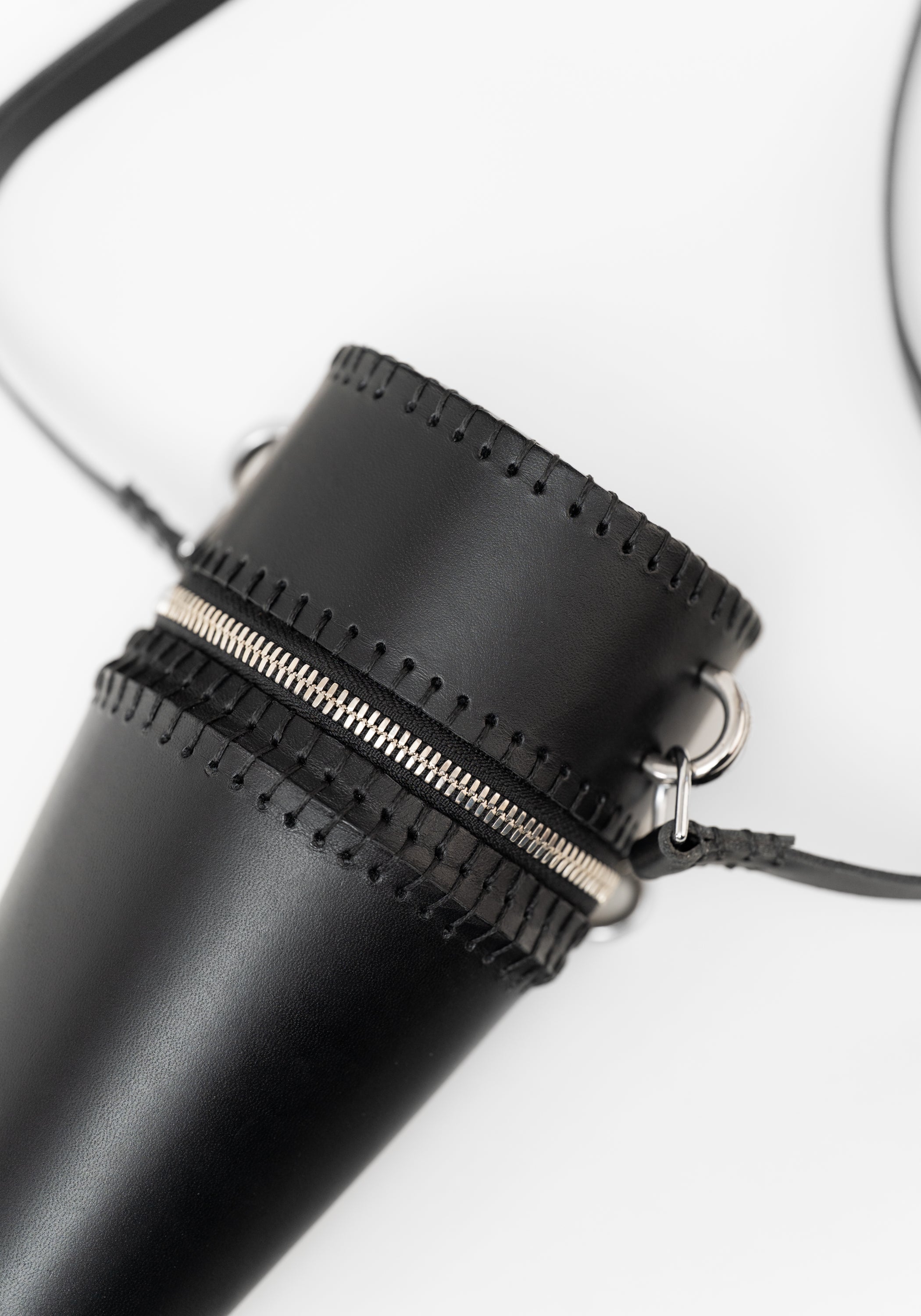 Black Leather Cone Pouch