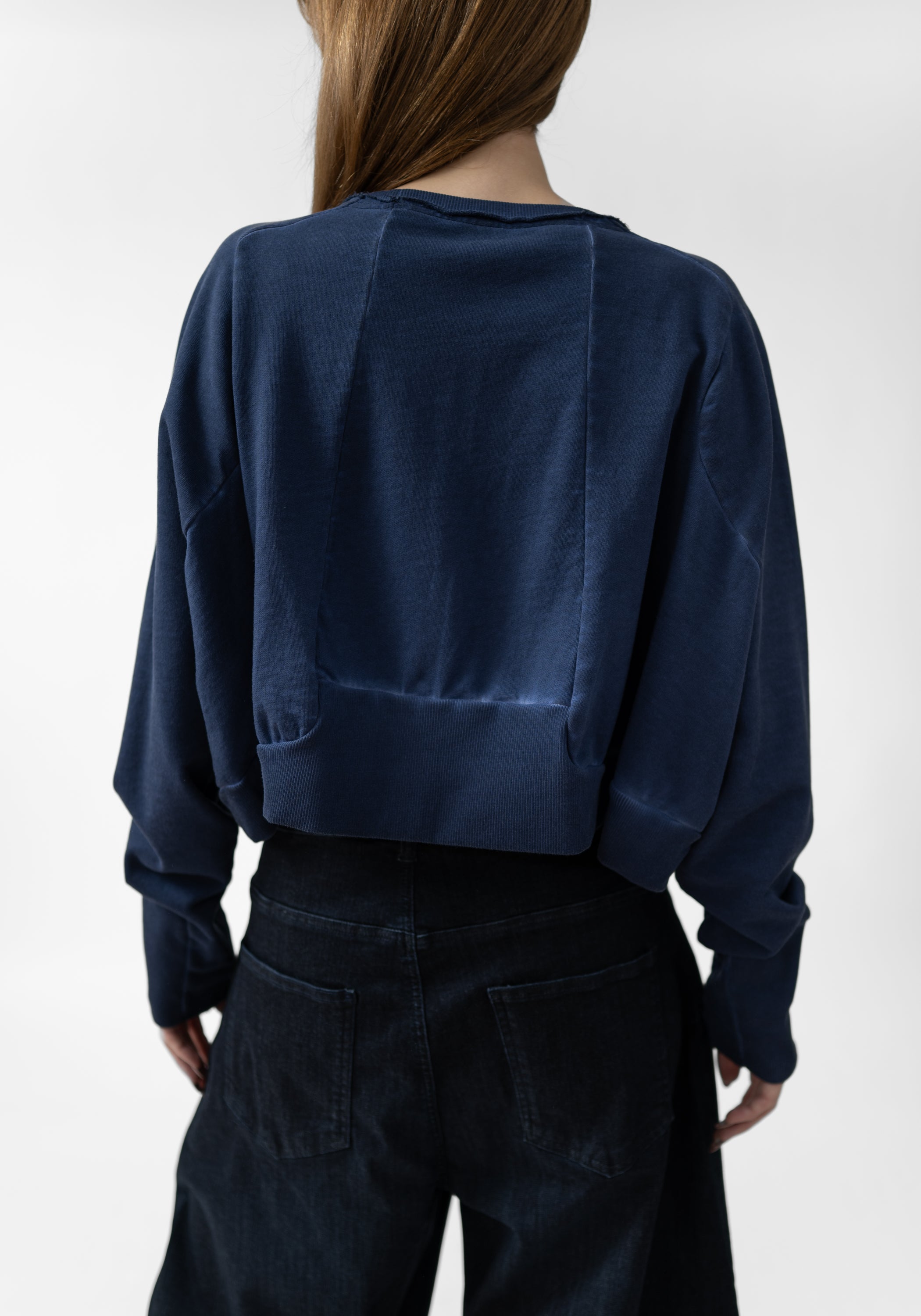 Oversized Cropped Drop Shoulder Jersey Pullover