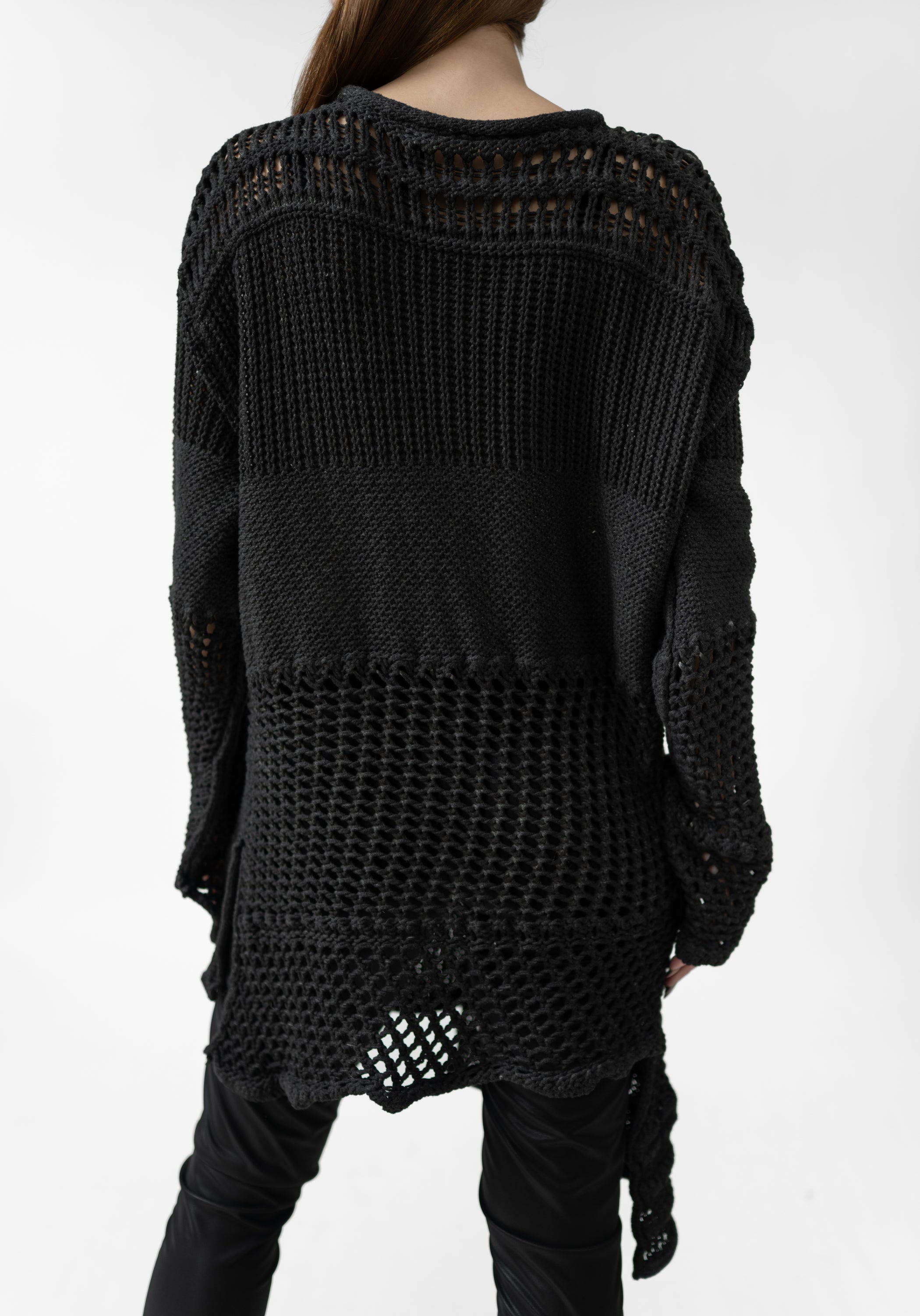 Oversized Asymmetric Paneled Knit Tunic