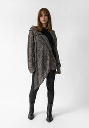Asymmetric Drop Shoulder Contrast Panels Knit Top