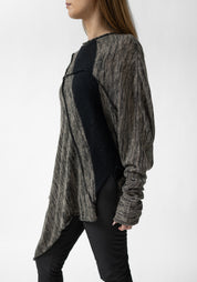 Asymmetric Drop Shoulder Contrast Panels Knit Top