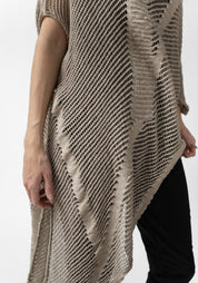 Oversized Asymmetric Drop Shoulder Paneled Knit Tunic