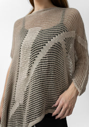 Oversized Asymmetric Drop Shoulder Paneled Knit Tunic