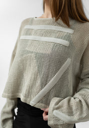 Oversized Drop Shoulder Neoprene Detail Knit Top