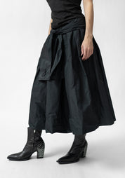 Pleated Removable Tie Waist Maxi Skirt
