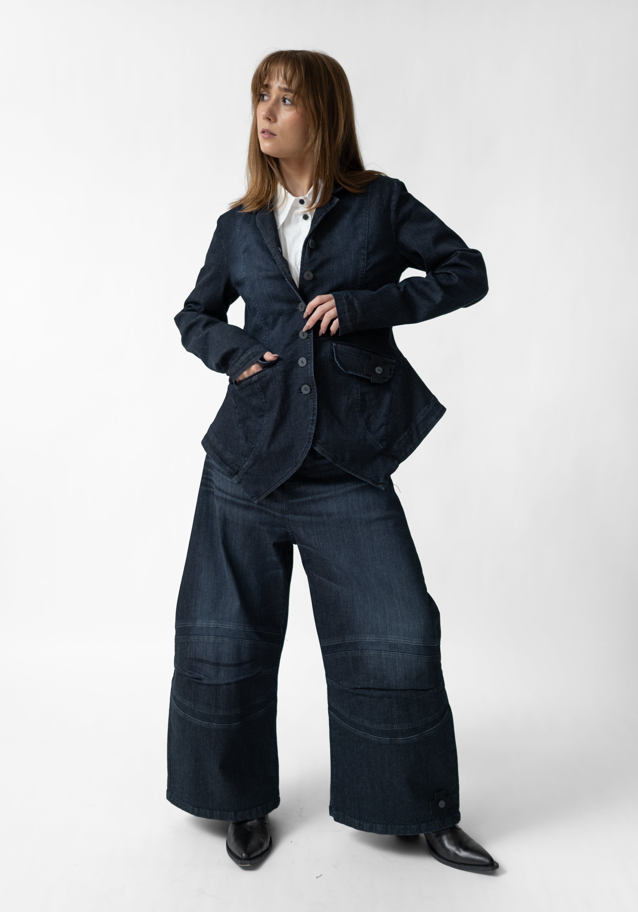 Stretch Denim Blazer Jacket