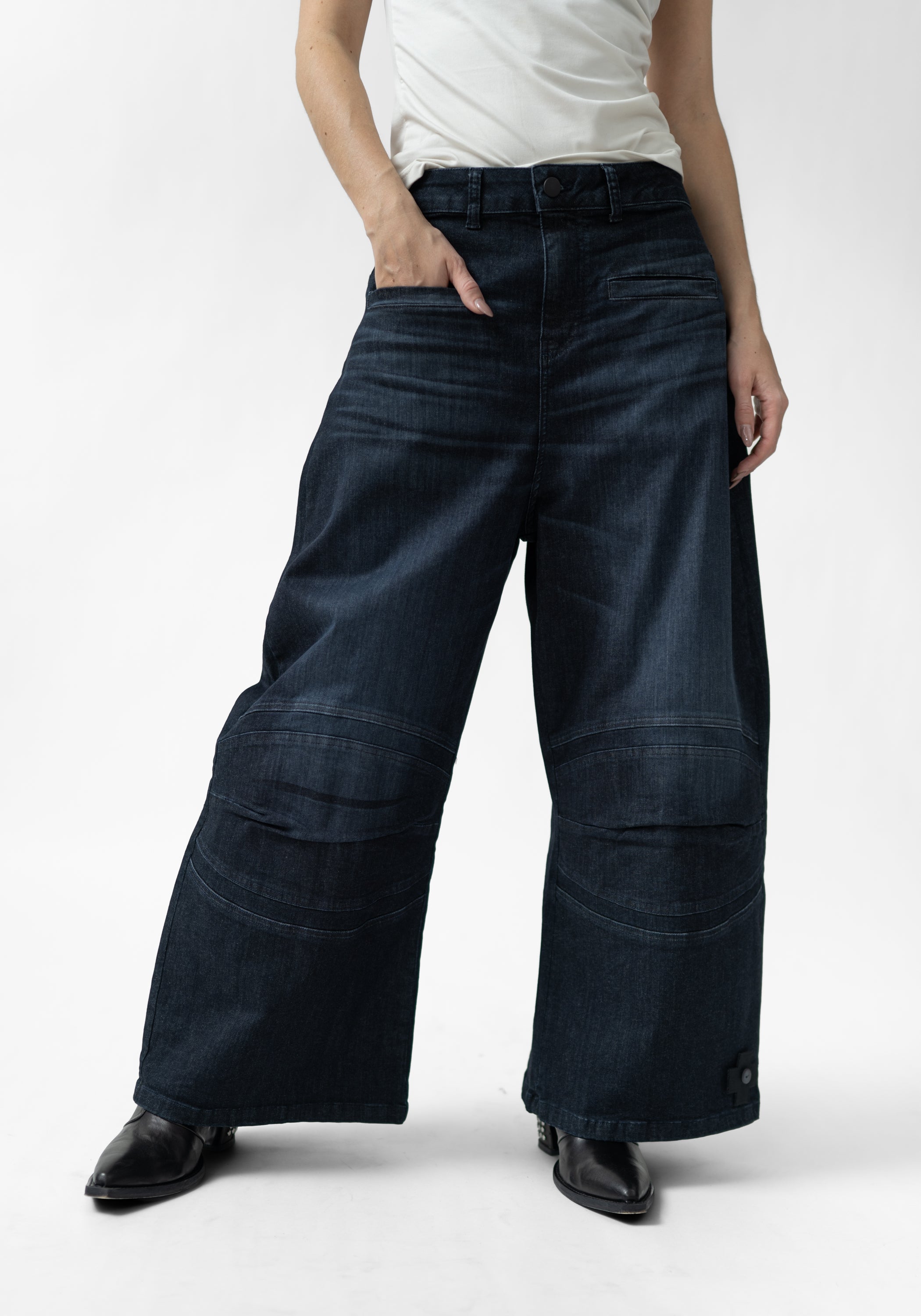 Wide Leg Stretch Denim Pants