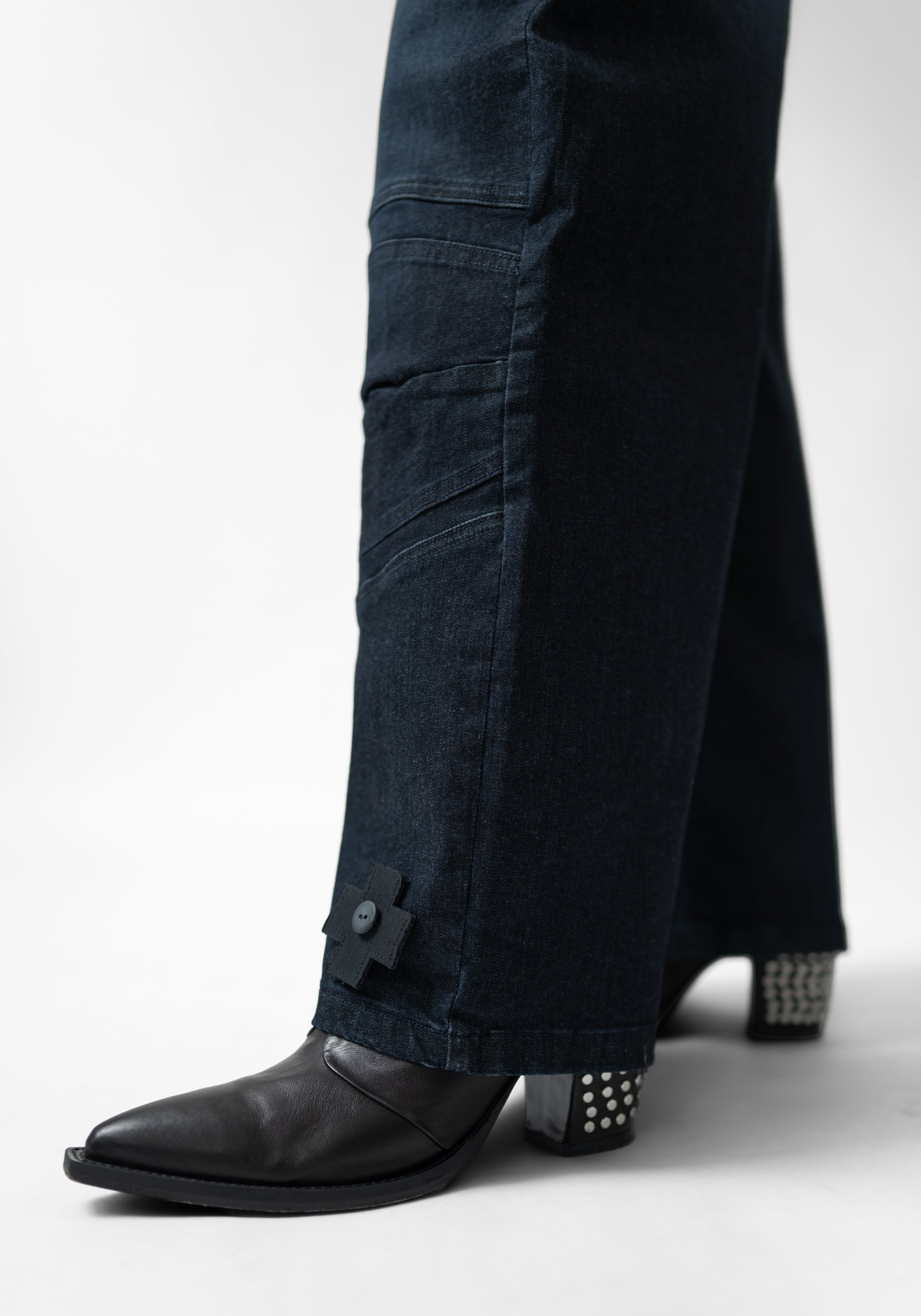 Wide Leg Stretch Denim Pants