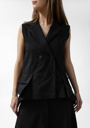 Hidden Pleat Detail Double Breasted Vest