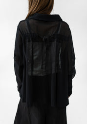 Oversized Tie Back Detail Mesh Cardigan