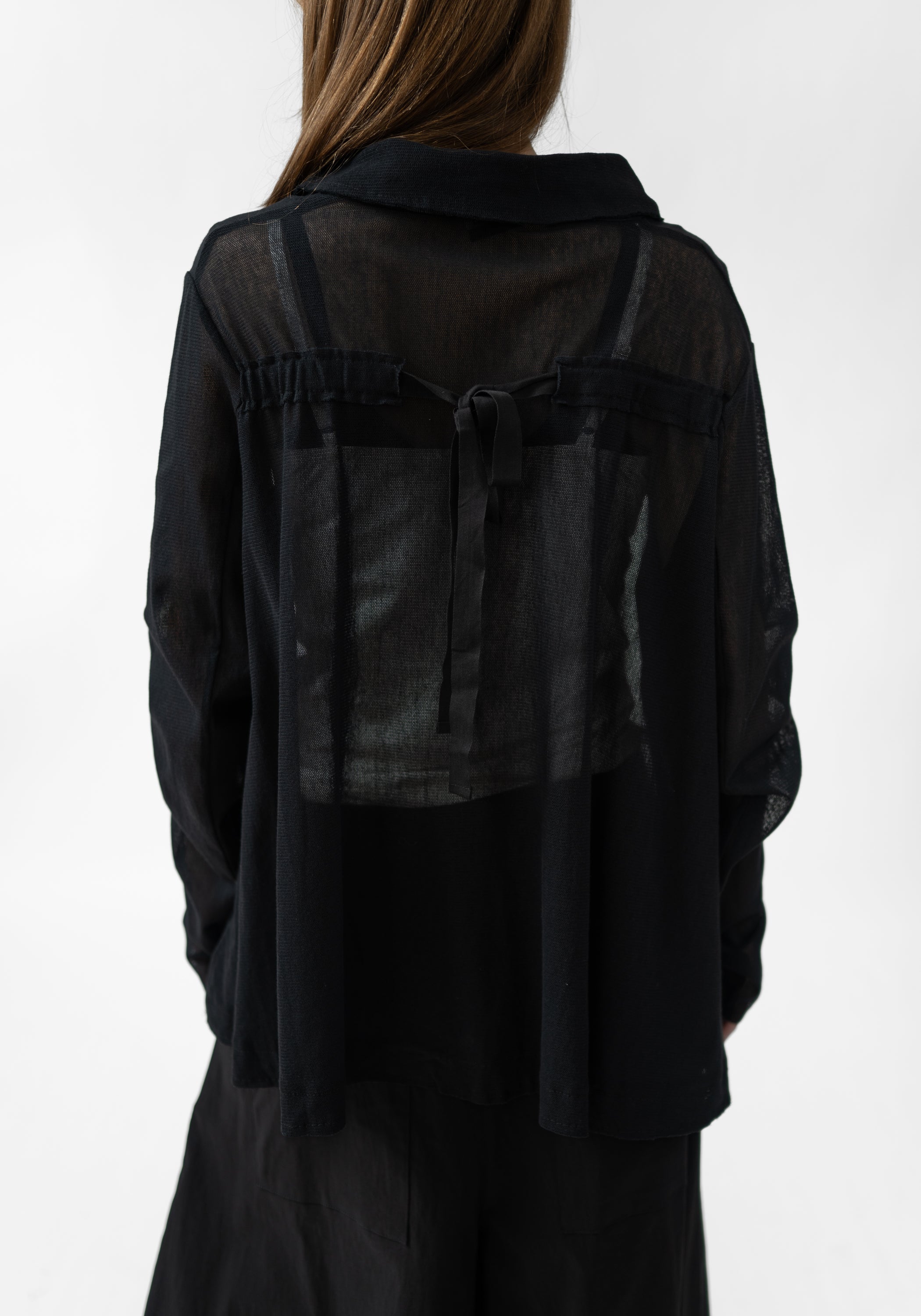 Oversized Tie Back Detail Mesh Cardigan
