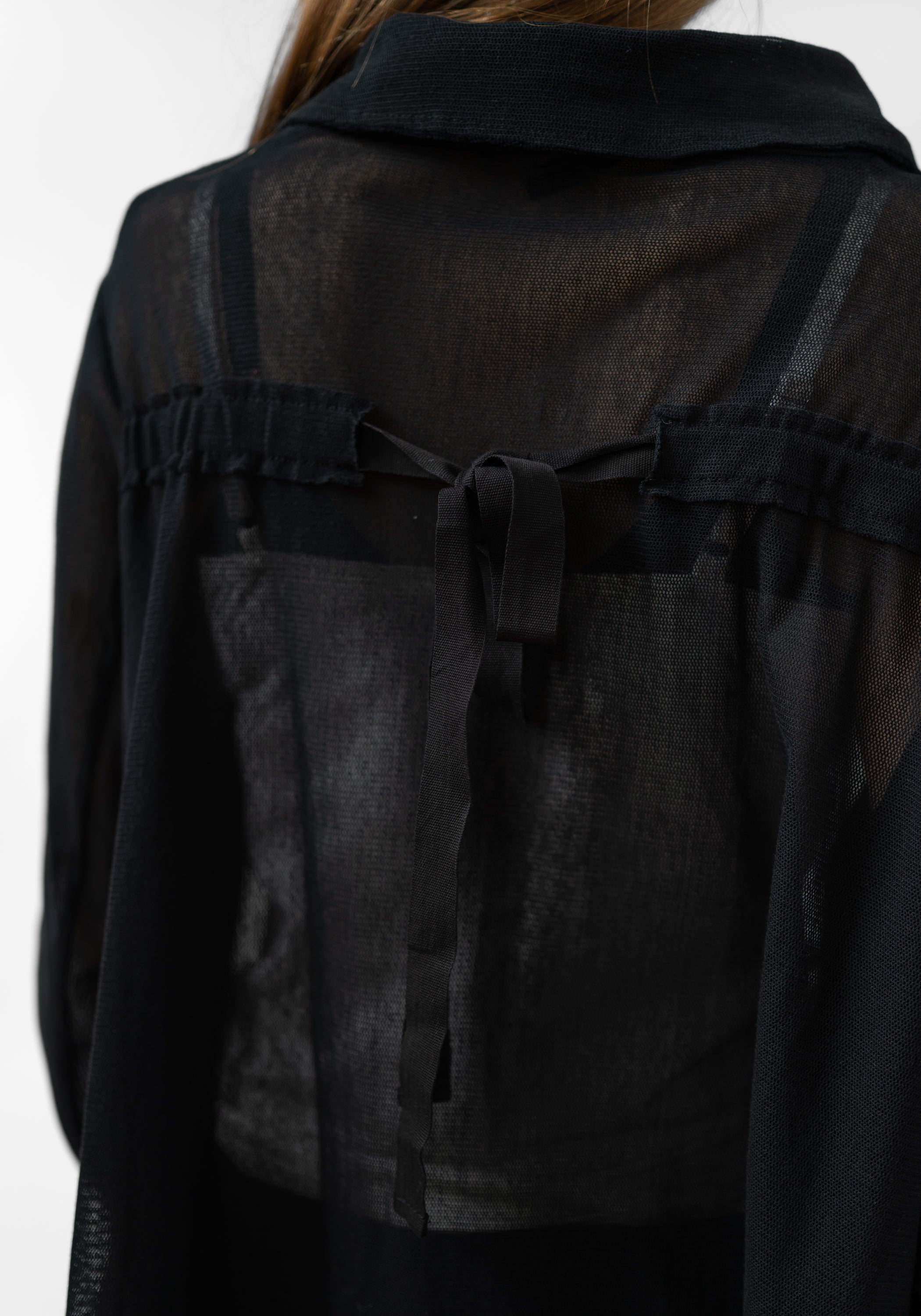 Oversized Tie Back Detail Mesh Cardigan