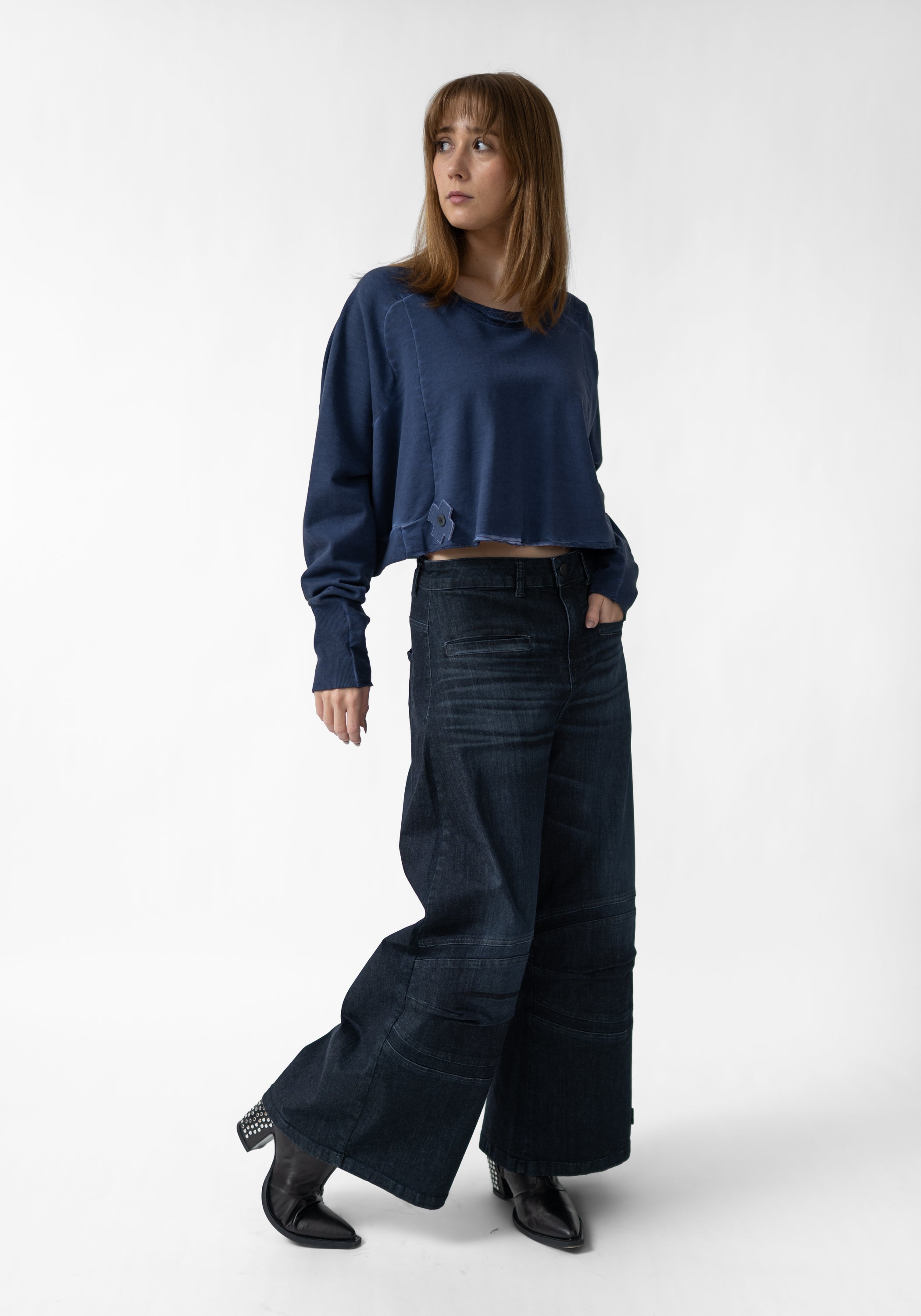 Oversized Cropped Drop Shoulder Jersey Pullover
