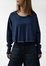 Oversized Cropped Drop Shoulder Jersey Pullover