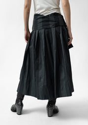 Pleated Removable Tie Waist Maxi Skirt