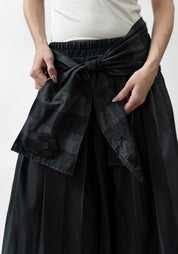Pleated Removable Tie Waist Maxi Skirt