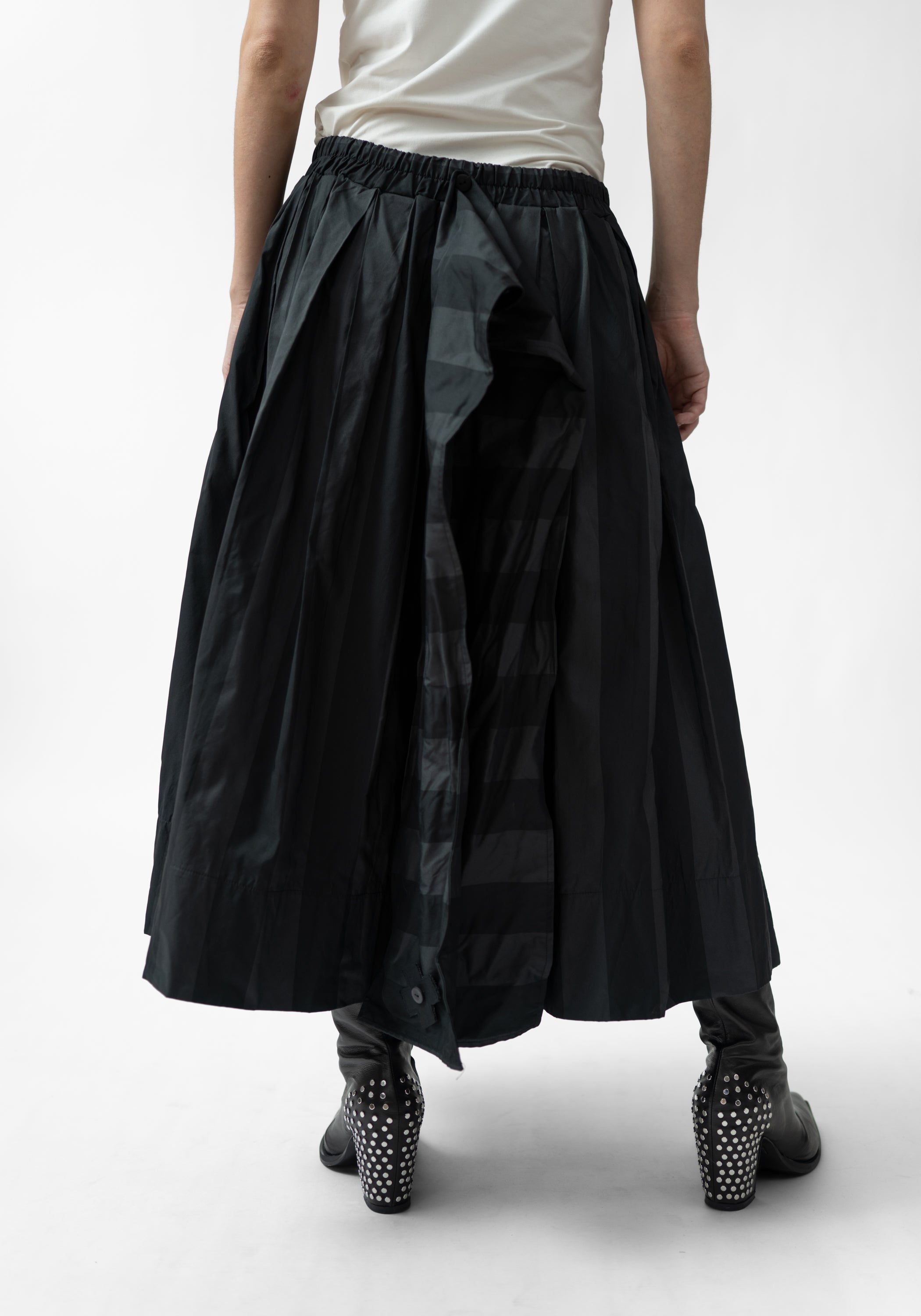 Pleated Removable Tie Waist Maxi Skirt