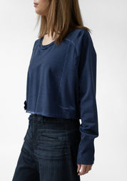Oversized Cropped Drop Shoulder Jersey Pullover