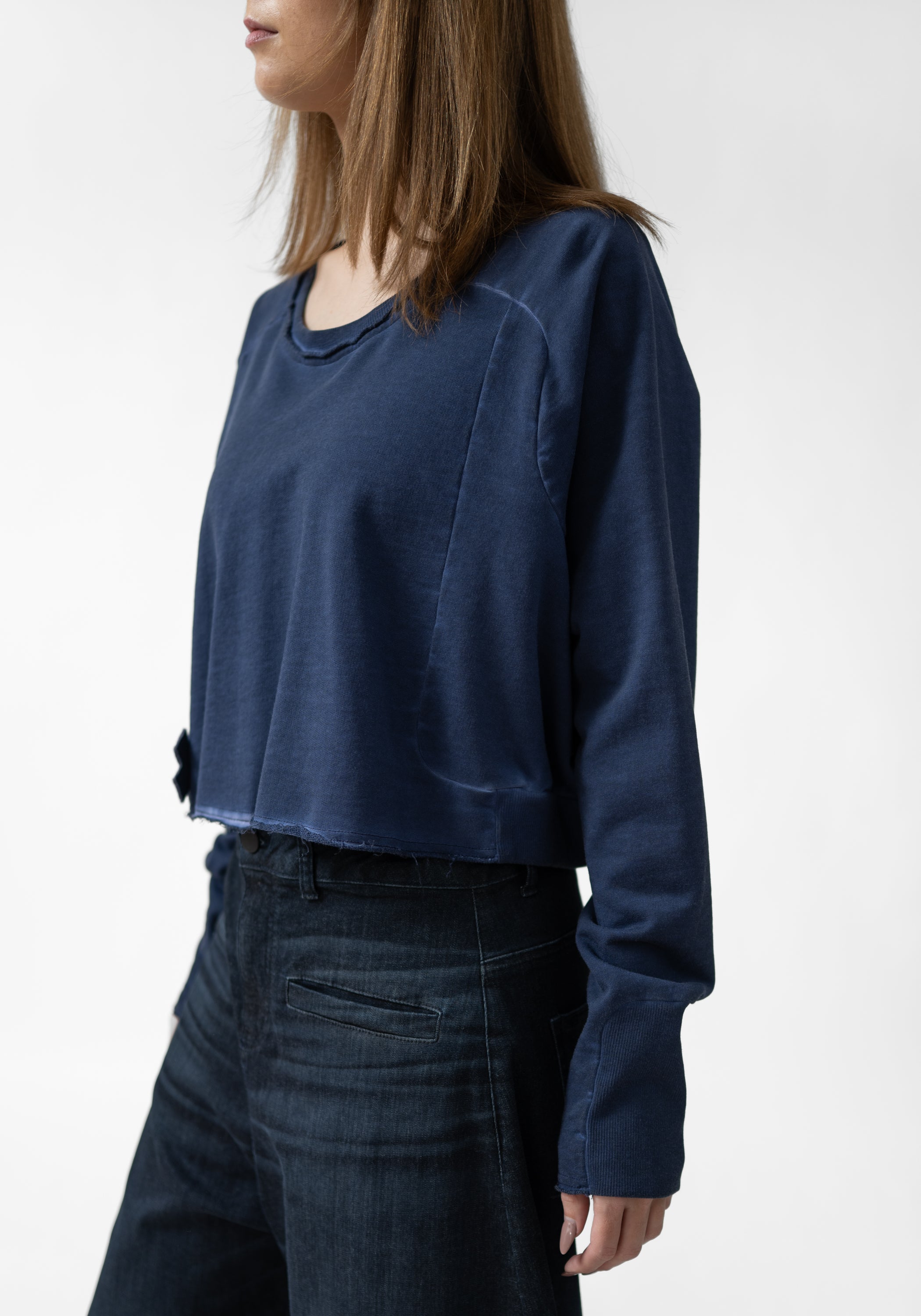 Oversized Cropped Drop Shoulder Jersey Pullover