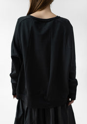 Oversized Drop Shoulder Paneled Jersey Pullover