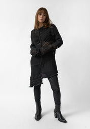 Oversized Asymmetric Paneled Knit Tunic