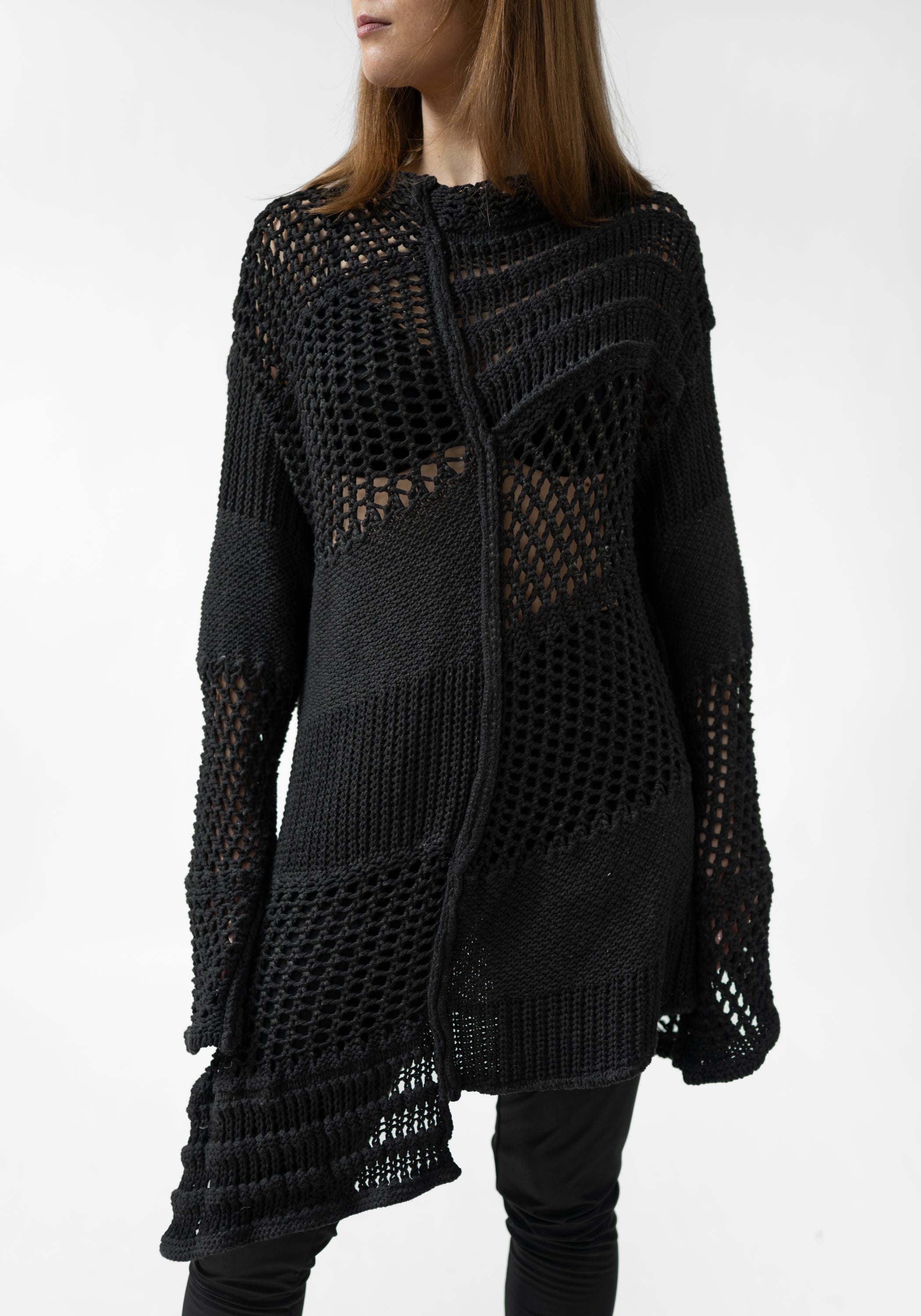 Oversized Asymmetric Paneled Knit Tunic