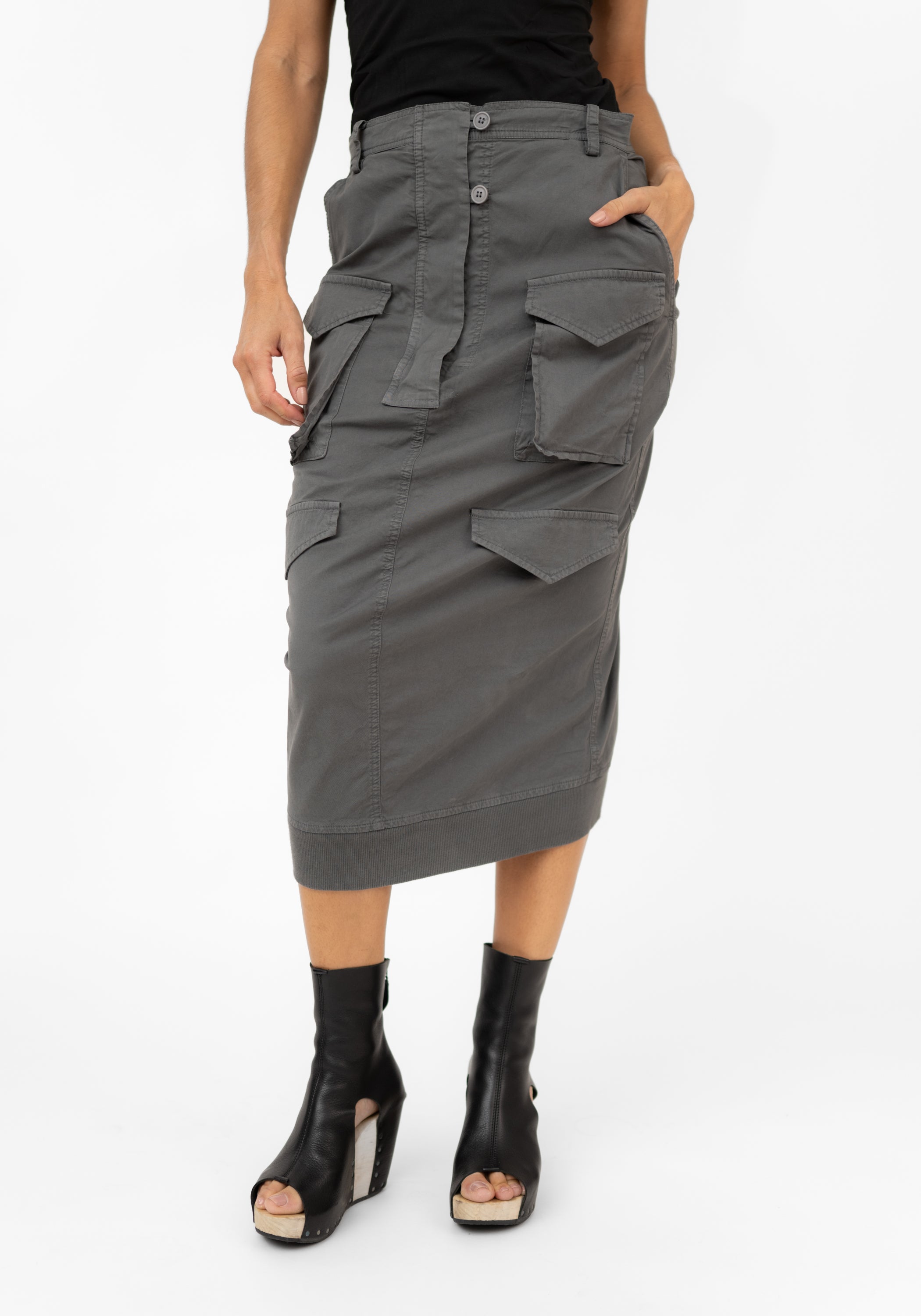 Pocket Detail Midi Pencil Skirt - December Thieves
