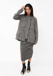 Pocket Detail Oversized Drop Shoulder Jacket