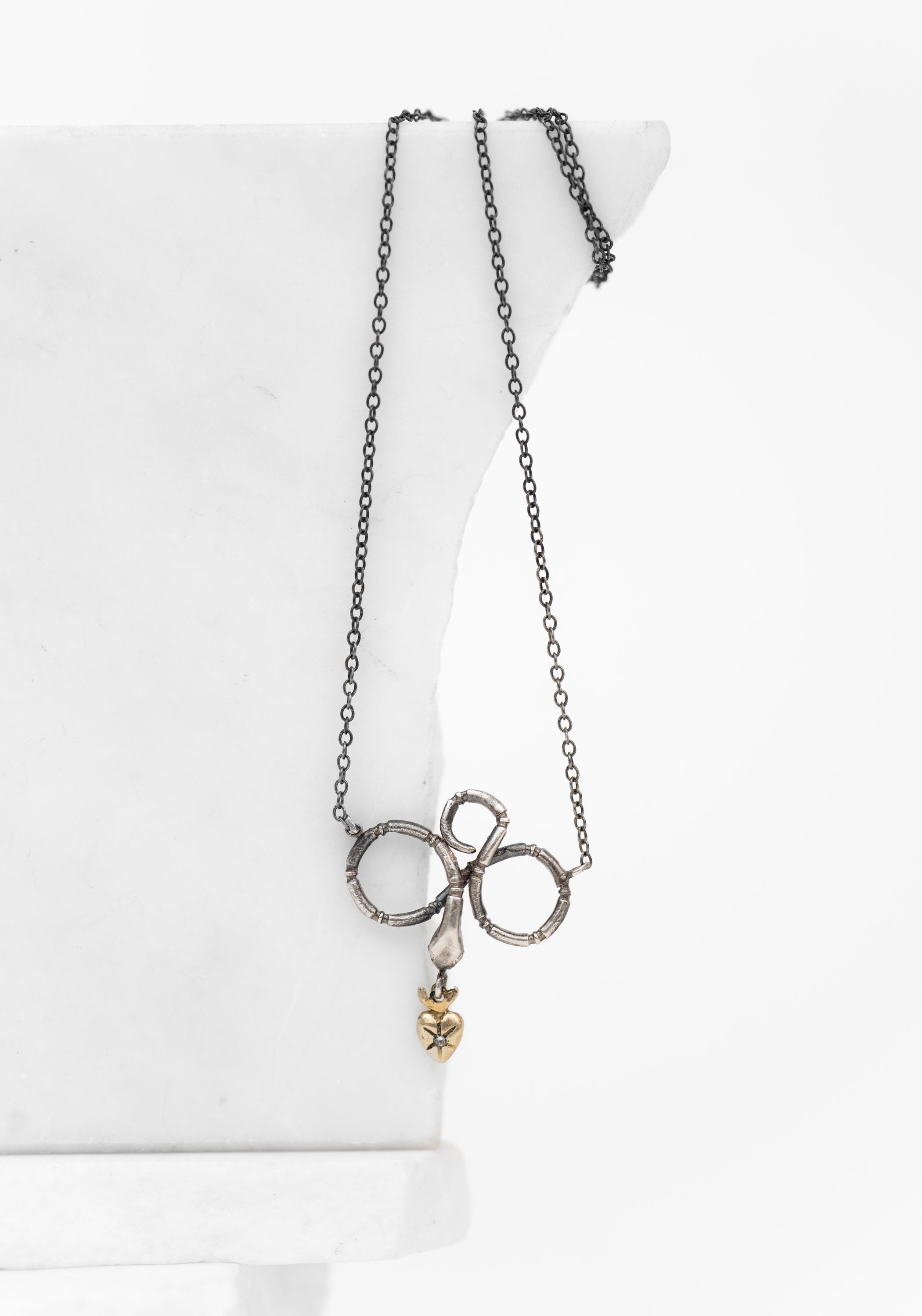 14k Gold, Sterling and Diamond Eternal Love Necklace