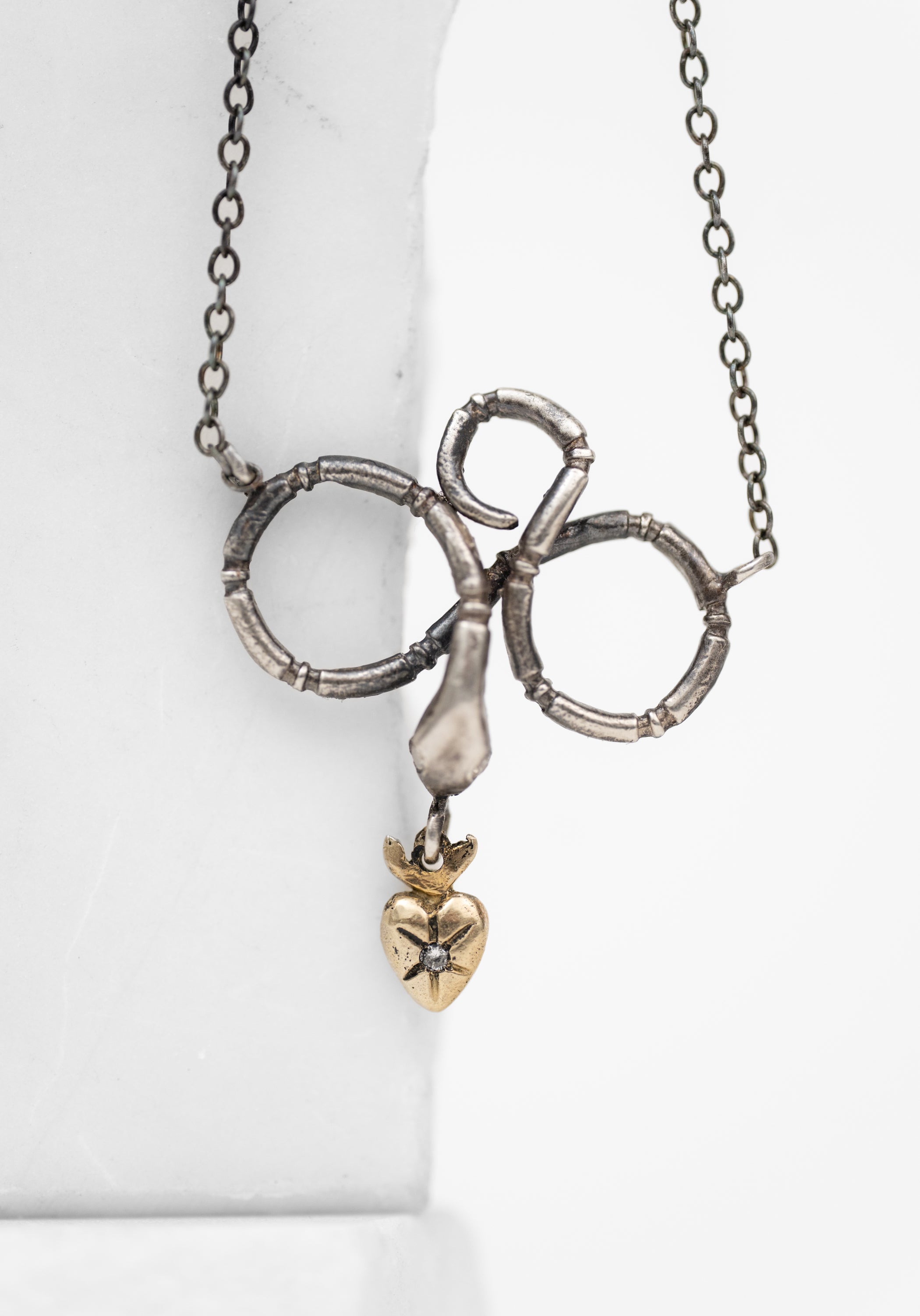 14k Gold, Sterling and Diamond Eternal Love Necklace