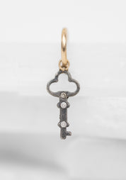 Single 14k Gold, Sterling and Diamond Clover Key Huggie