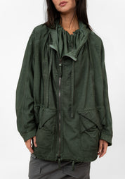 Oversized Drop Shoulder Hooded Jersey Jacket