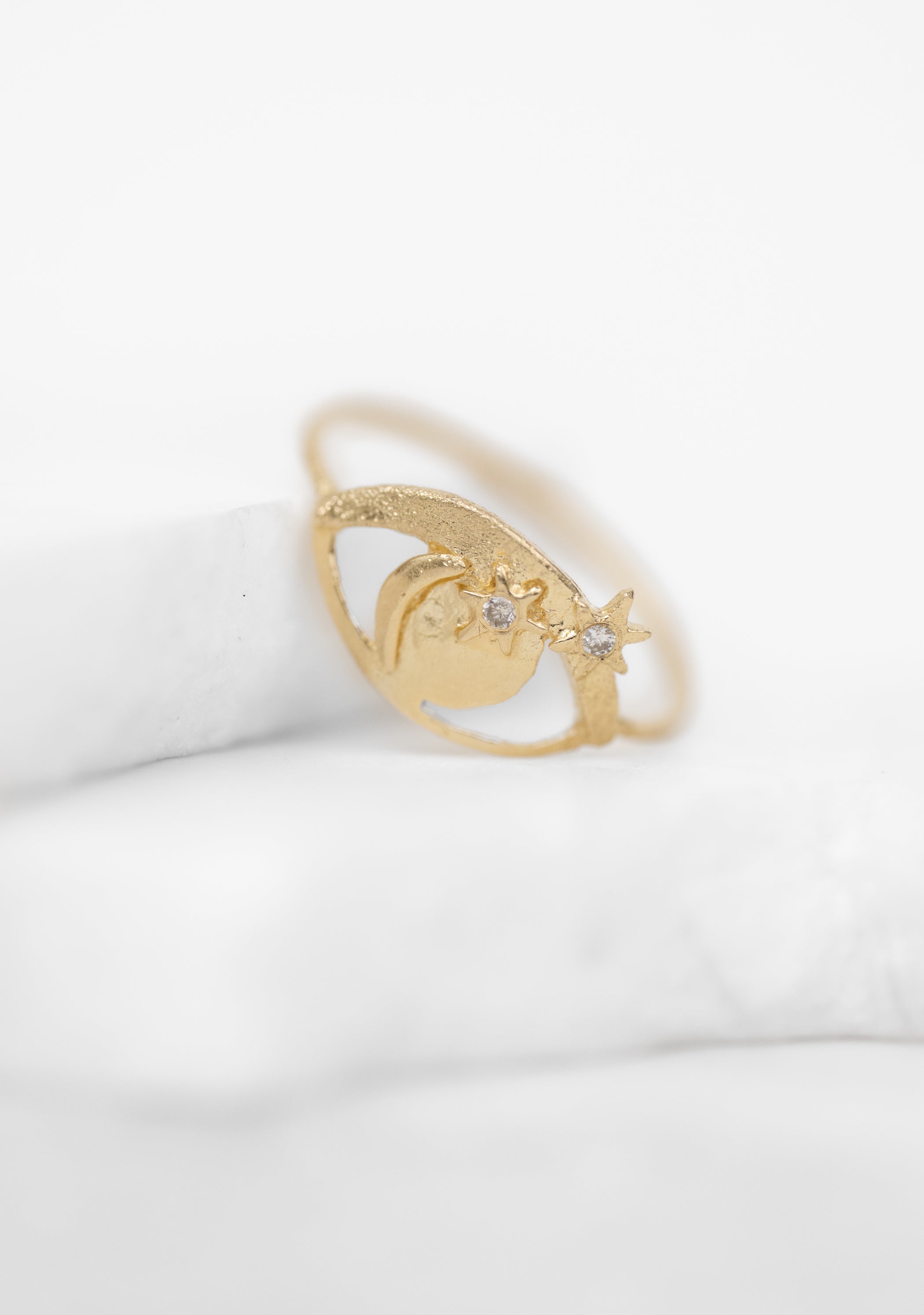 14k Gold and Diamond Celestial Eye Ring