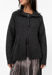 Distressed Detail Wool Blend Cardigan