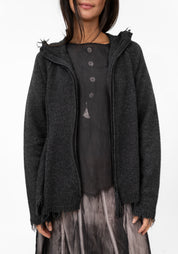 Distressed Detail Wool Blend Cardigan