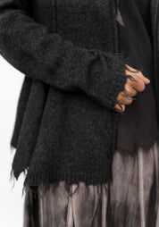 Distressed Detail Wool Blend Cardigan