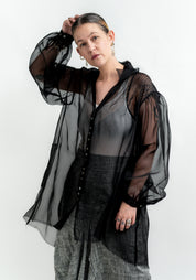 Silk Organza Pin Tuck Detail Blouse
