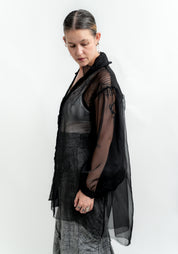 Silk Organza Pin Tuck Detail Blouse