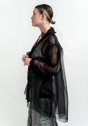 Silk Organza Pin Tuck Detail Blouse
