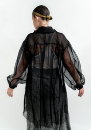 Silk Organza Pin Tuck Detail Blouse