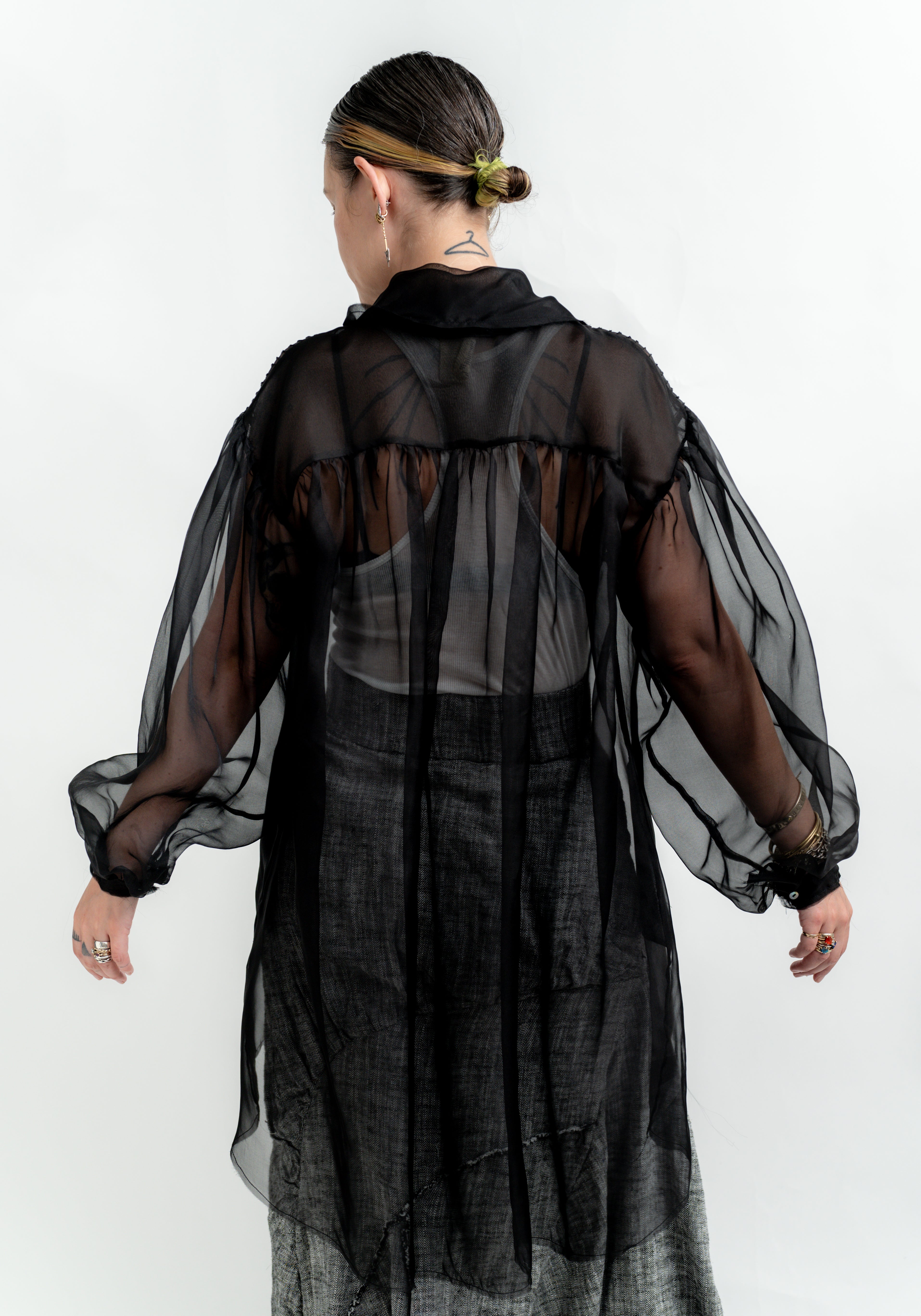 Silk Organza Pin Tuck Detail Blouse