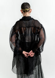 Silk Organza Pin Tuck Detail Blouse