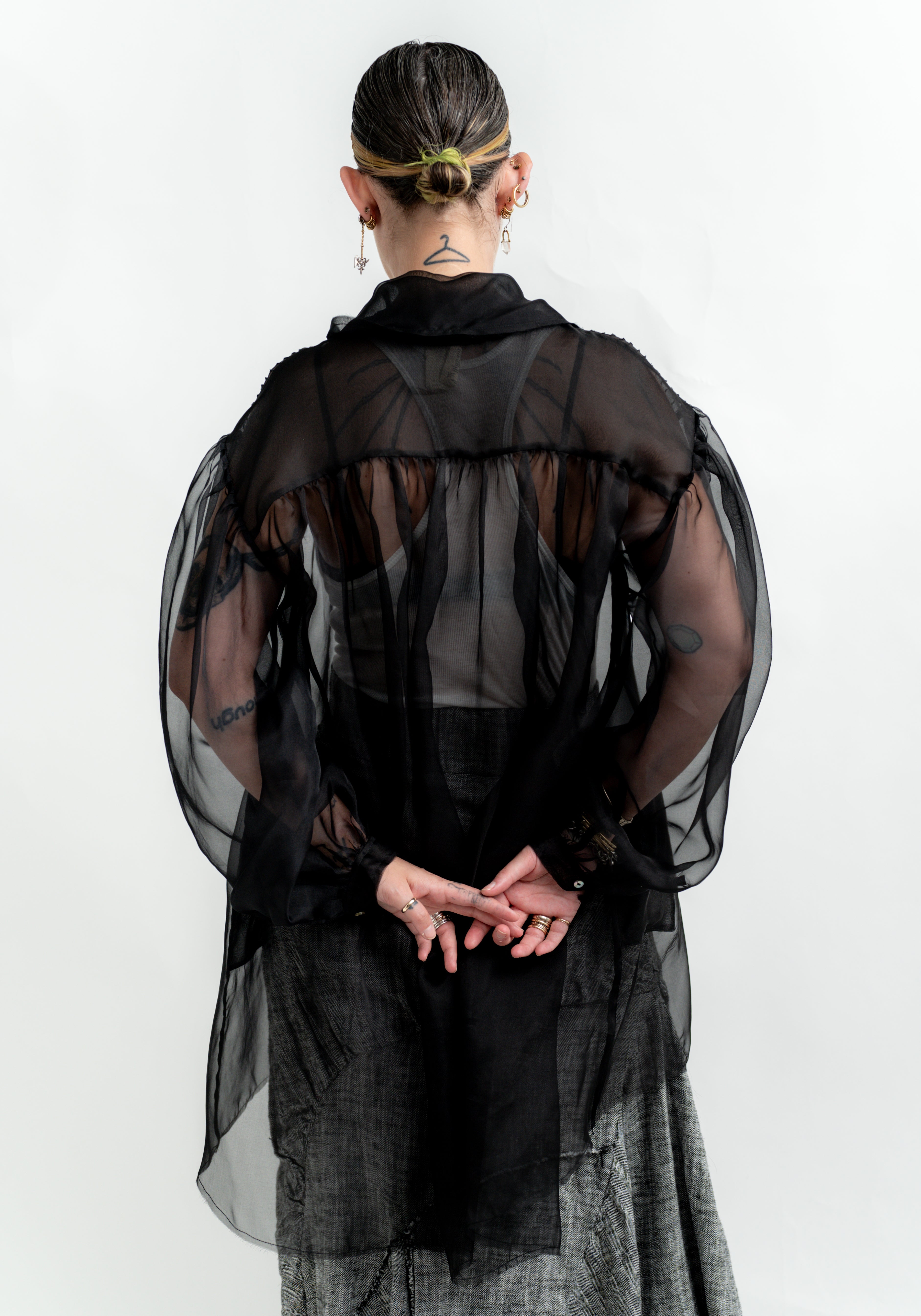 Silk Organza Pin Tuck Detail Blouse