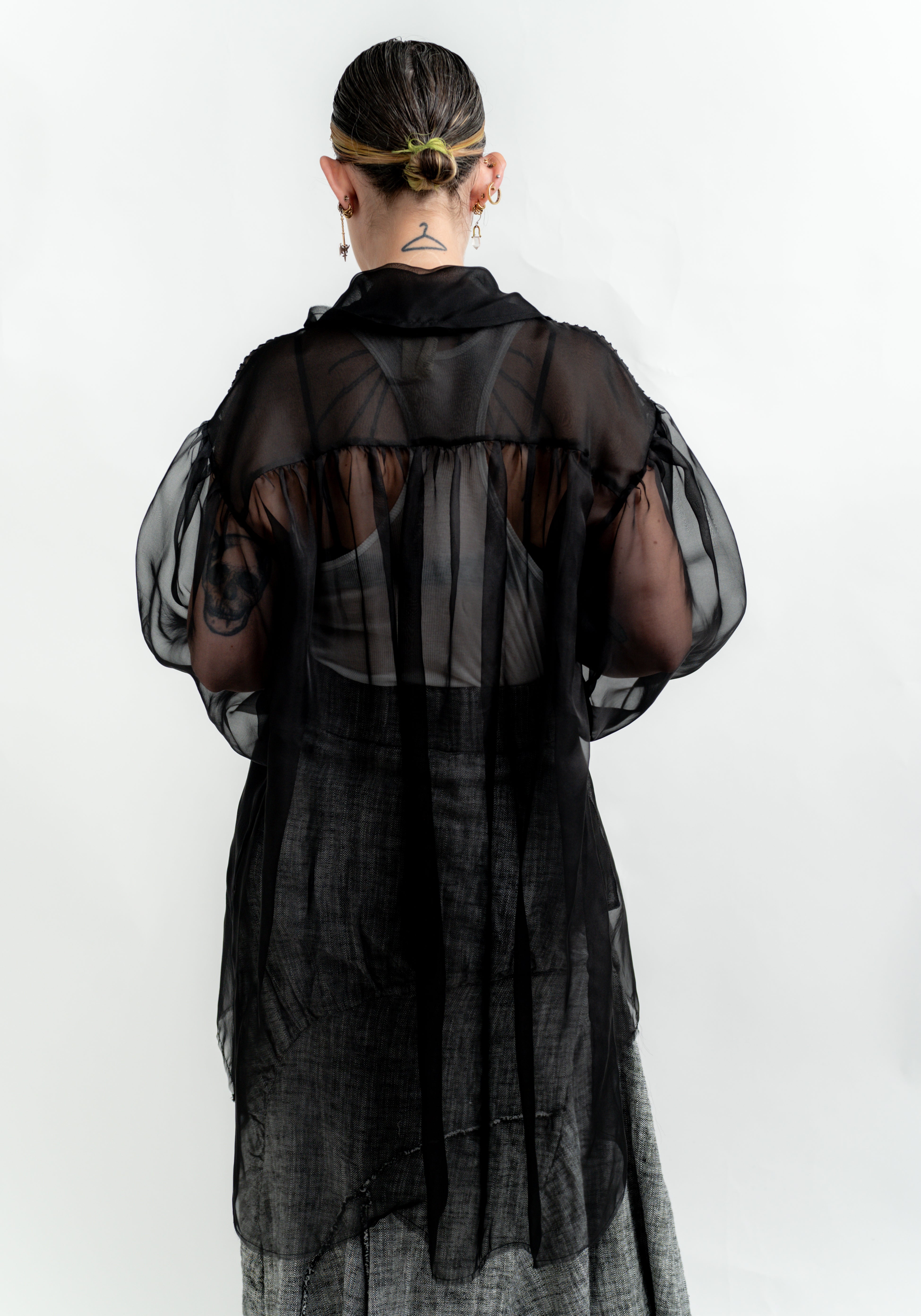 Silk Organza Pin Tuck Detail Blouse