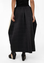 Quilted Contrast Panel Maxi Skirt