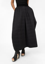 Quilted Contrast Panel Maxi Skirt