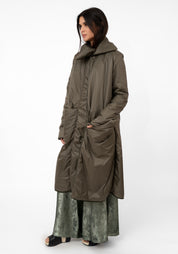 Oversized Snap Neck Padded Maxi Jacket