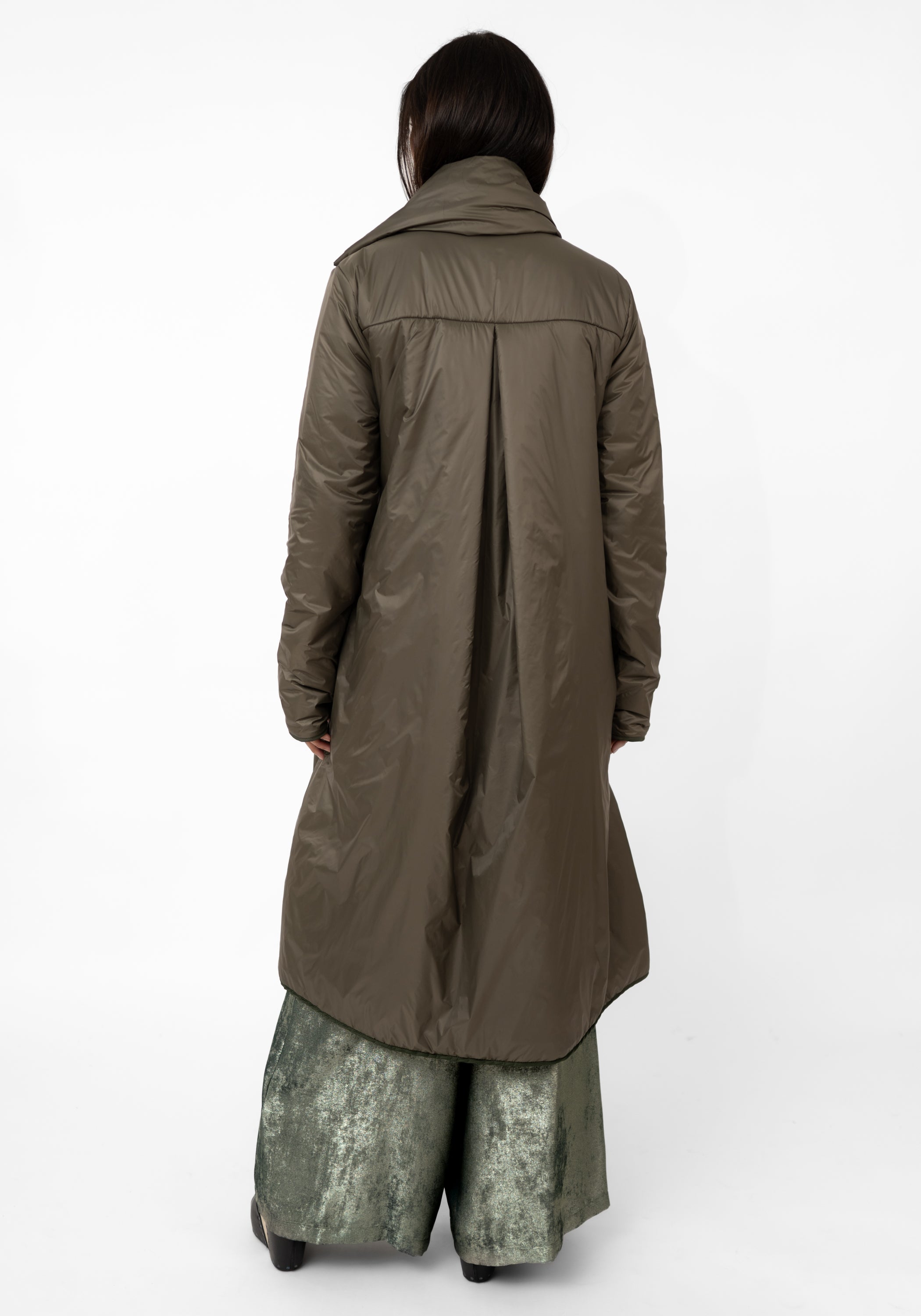 Oversized Snap Neck Padded Maxi Jacket